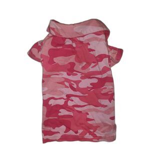 Pink Lightweight Cotton Camouflage Dog Shirt Size Small